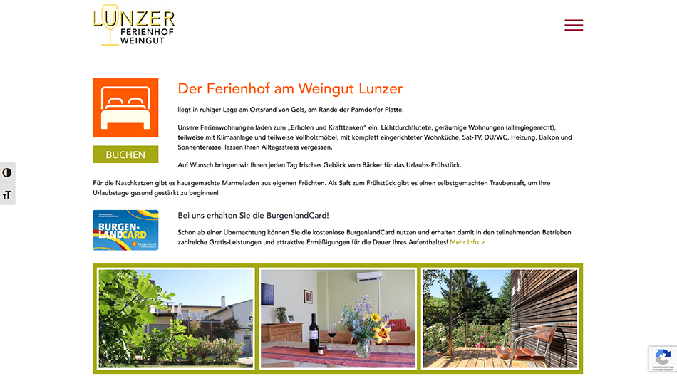 Weingut Lunzer Website Screen 1