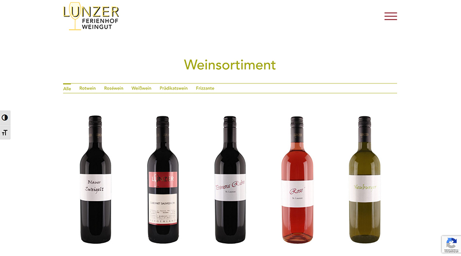 Weingut Lunzer Website Screen 2
